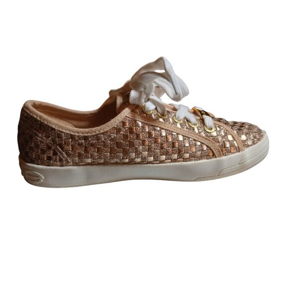 BEBE SPORT Two Tone Gold Metallic Sneakers 7M - EUC - Picture 2 of 14